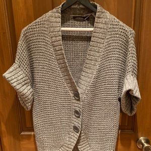 Limited Knit Short Sleeve Button Sweater Gray